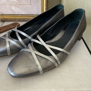 Jacobelli Milano made in Italy silver leather  ballet flats 9.5